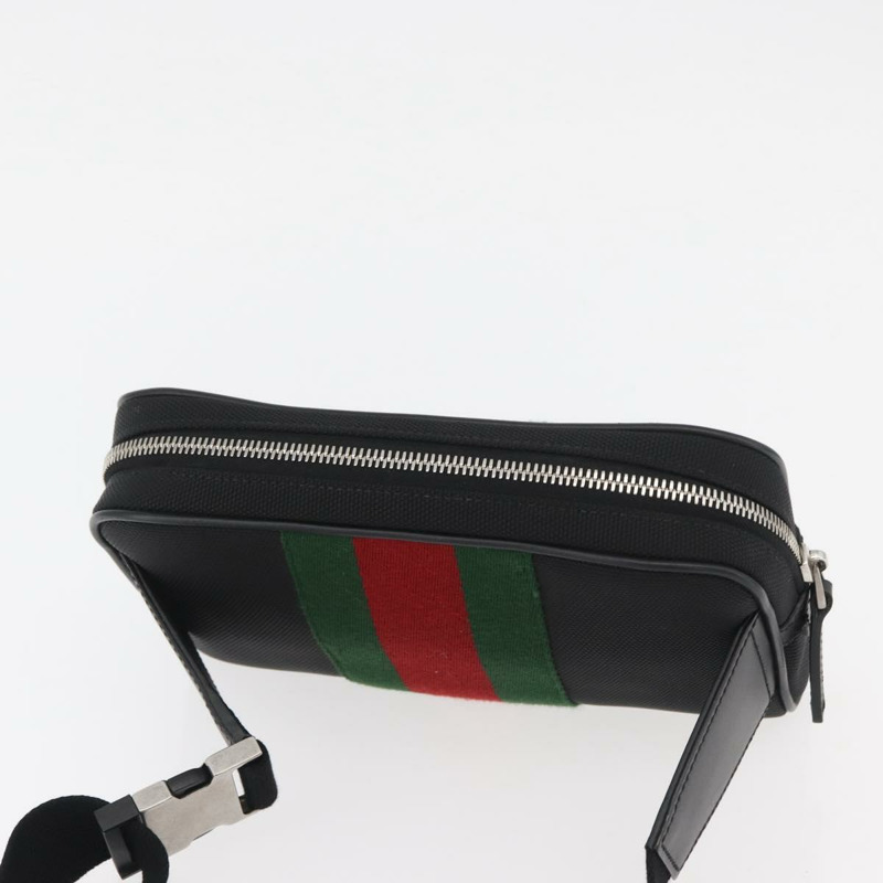【日本直送】GUCCI Web Sherry Line 腰包 帆布 奧特萊斯 黑色 紅色 630919 正品 174357A-5