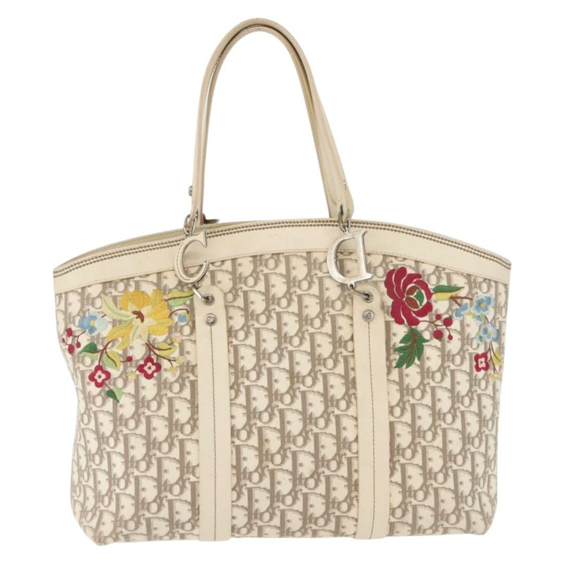 【日本直送】Christian Dior Trotter帆布手提包 米色 銀色 正品 167179A-12