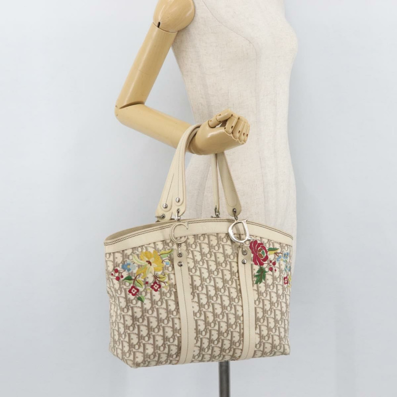 【日本直送】Christian Dior Trotter帆布手提包 米色 銀色 正品 167179A-22
