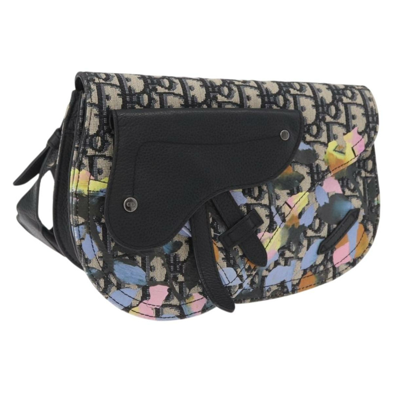 【日本直送】Christian Dior Trotter帆布馬鞍包 Alex Foxton 聯名款 海軍藍 Auth YKZ905M-0