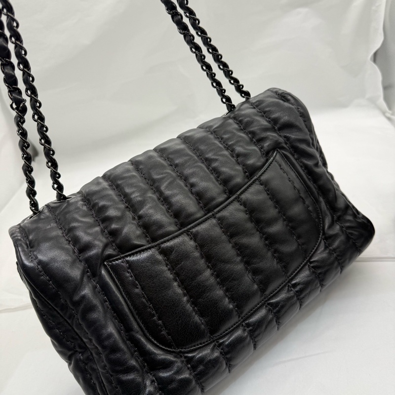 Chanel香奈兒中古黑色泡芙cf機場包-5