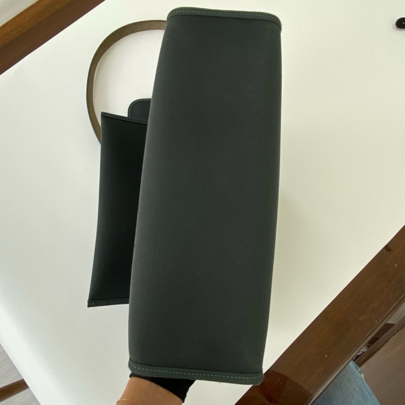 愛馬仕/Hermes herbag 藍色拼墨綠色 31 銀扣-4