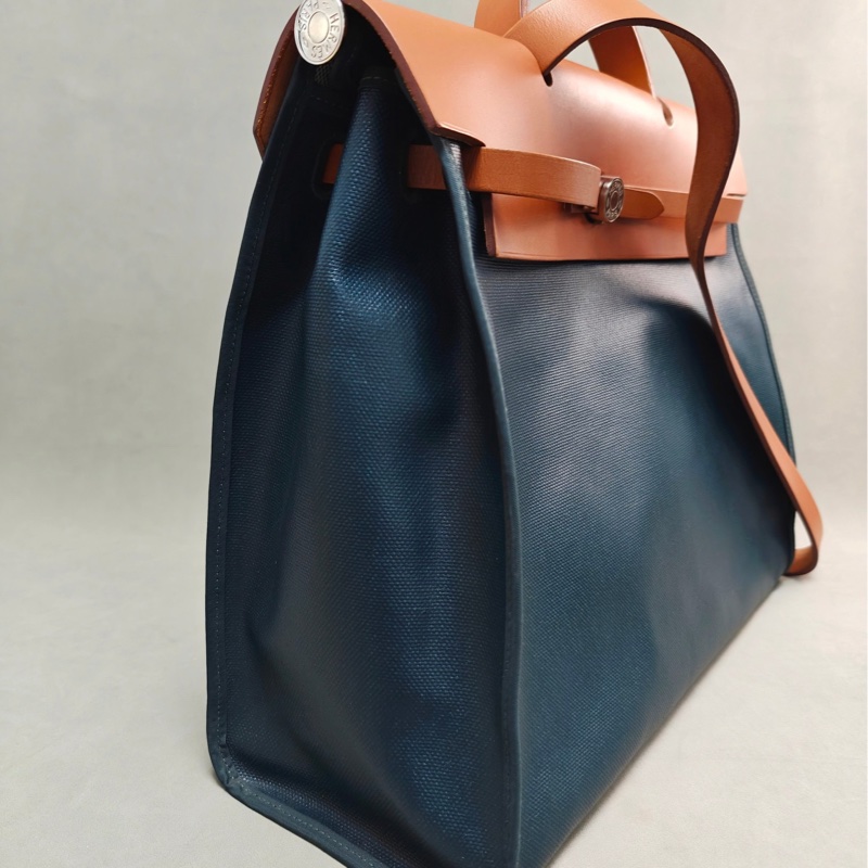 愛馬仕Hermes herbag39 棕色拼墨綠色-2