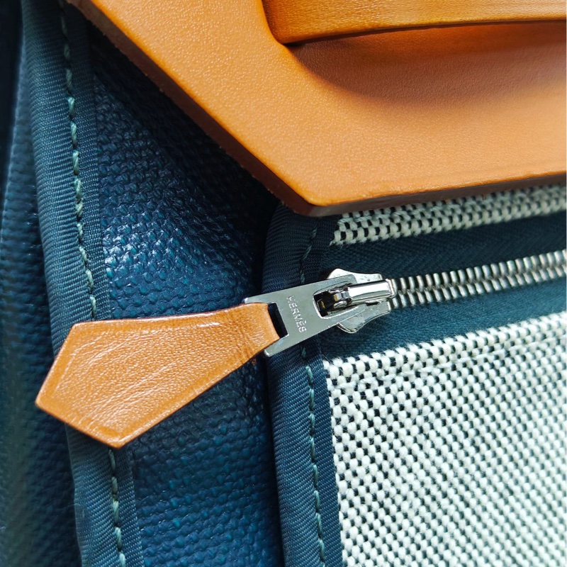 愛馬仕Hermes herbag39 棕色拼墨綠色-5