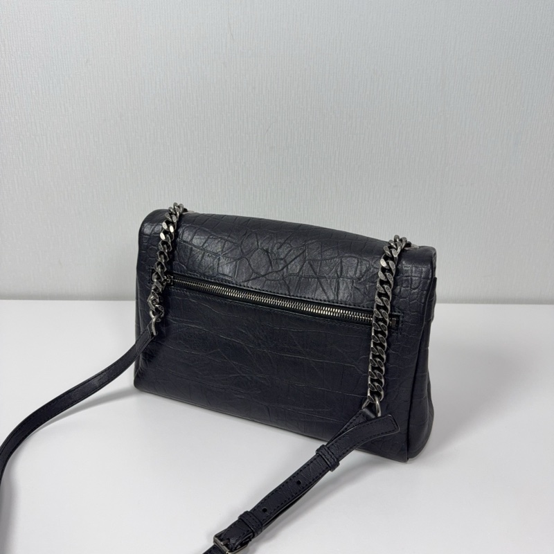 YSL圣罗兰黑银牛皮压纹Holly wood好莱坞单肩斜挎包-2