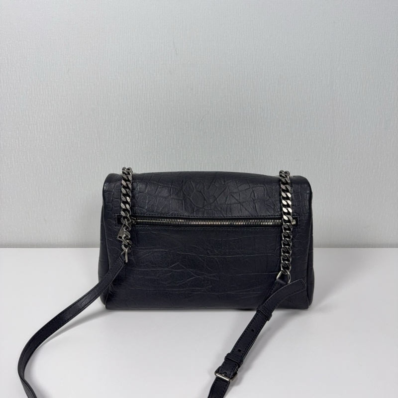 YSL圣罗兰黑银牛皮压纹Holly wood好莱坞单肩斜挎包-3