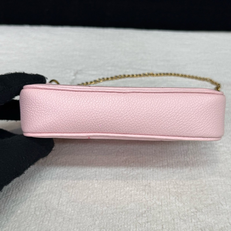 LV路易威登 櫻花粉限定小麻將鏈條包 芯片款-3