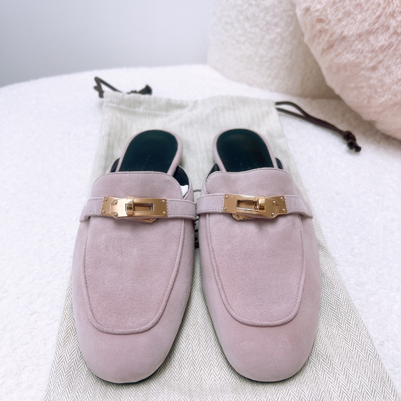 閒置 Hermes kelly oz mule 粉紅色平底鞋/半拖-0