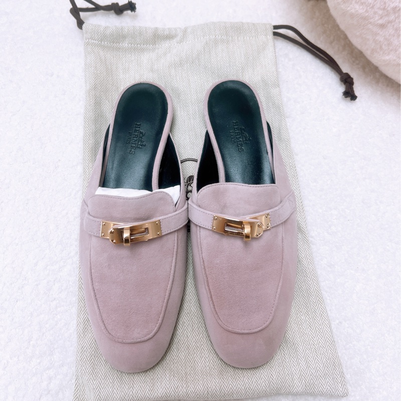 閒置 Hermes kelly oz mule 粉紅色平底鞋/半拖-1