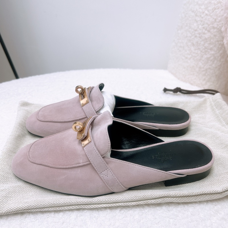 閒置 Hermes kelly oz mule 粉紅色平底鞋/半拖-2