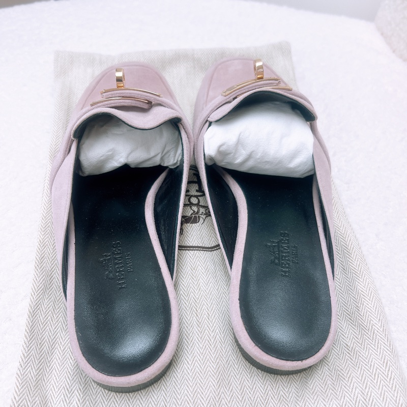 閒置 Hermes kelly oz mule 粉紅色平底鞋/半拖-3