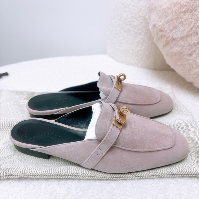 閒置 Hermes kelly oz mule 粉紅色平底鞋/半拖-4