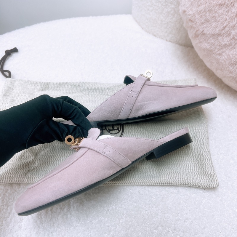 閒置 Hermes kelly oz mule 粉紅色平底鞋/半拖-5