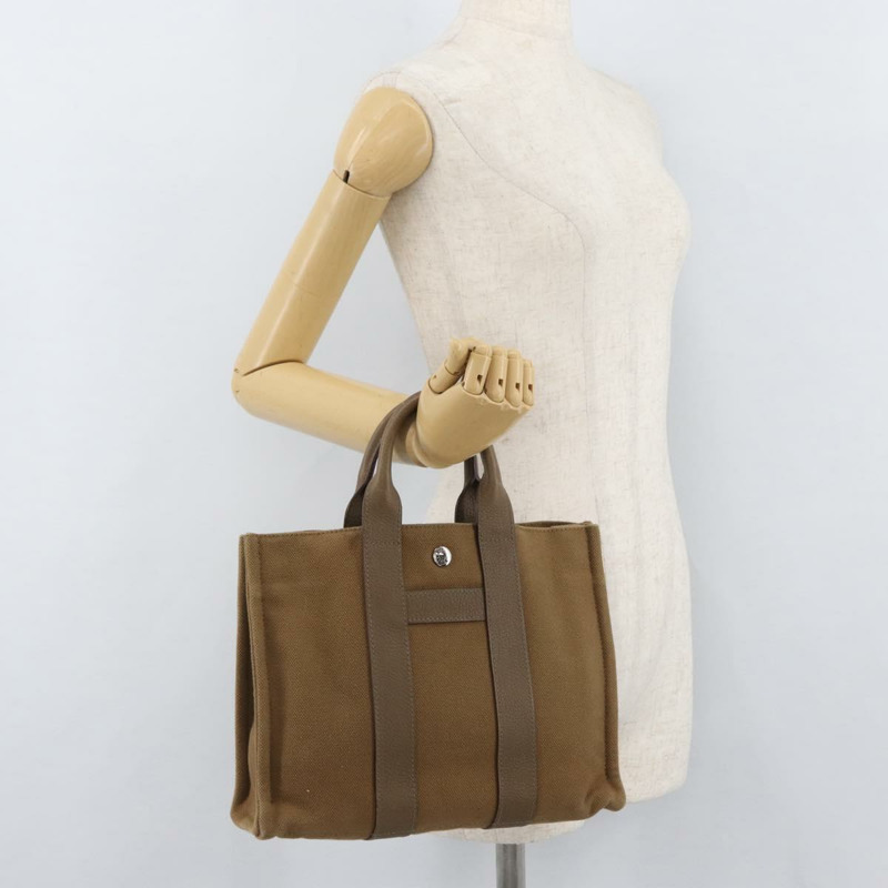 【日本直送】愛馬仕 Sac Arne PM 手袋 帆布 米色 銀色 正品 mr2287A-20