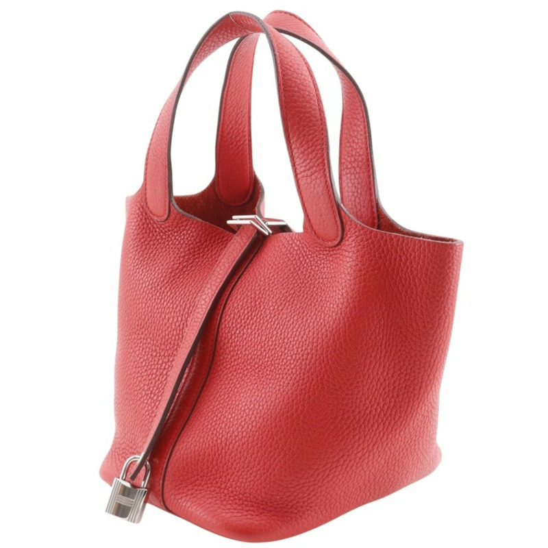 愛馬仕 Picotin Lock 18 PM 手提包，Taurillon Clemence 皮革，2019 年款，紅色，D 型皮帶扣，18K PM，女士款。-1