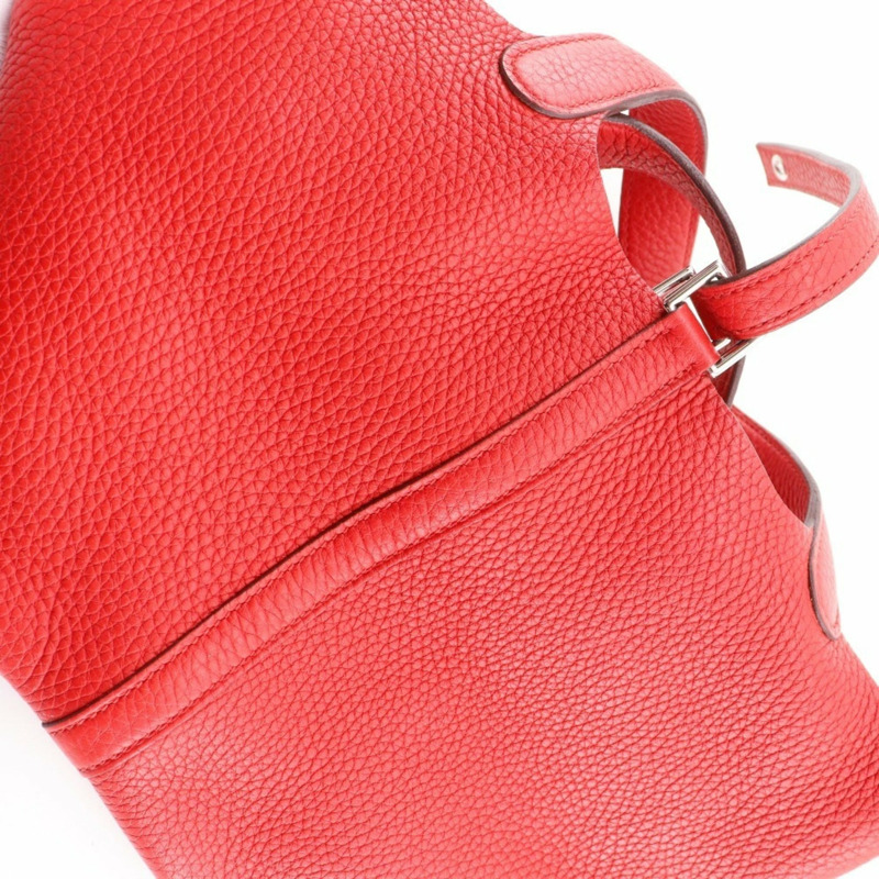 愛馬仕 Picotin Lock 18 PM 手提包，Taurillon Clemence 皮革，2019 年款，紅色，D 型皮帶扣，18K PM，女士款。-14