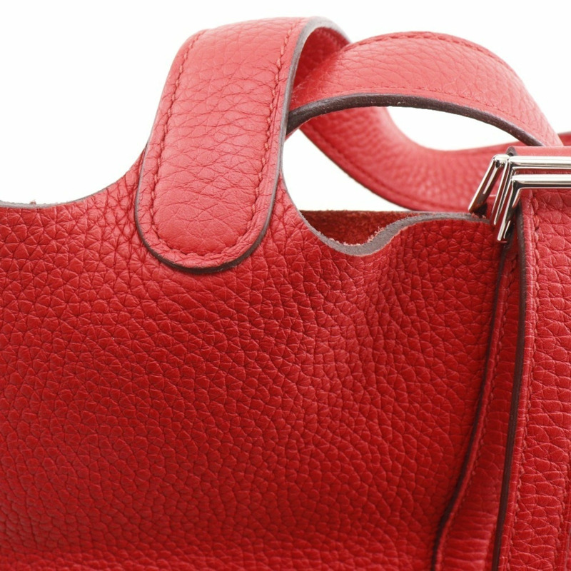 愛馬仕 Picotin Lock 18 PM 手提包，Taurillon Clemence 皮革，2019 年款，紅色，D 型皮帶扣，18K PM，女士款。-15