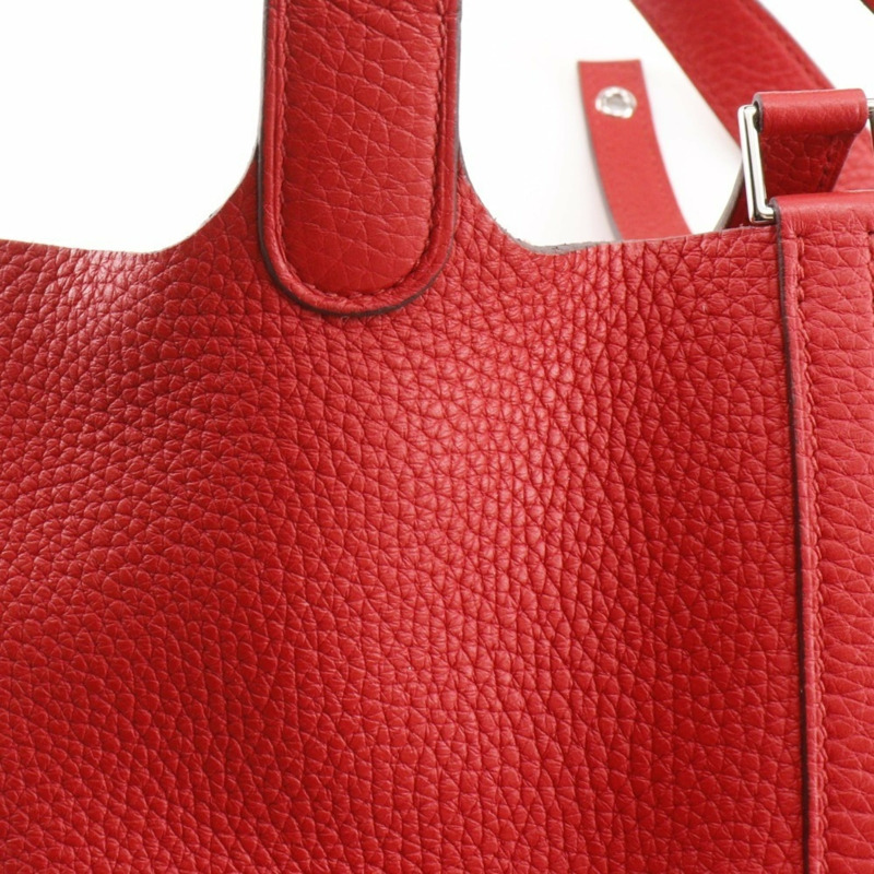 愛馬仕 Picotin Lock 18 PM 手提包，Taurillon Clemence 皮革，2019 年款，紅色，D 型皮帶扣，18K PM，女士款。-18