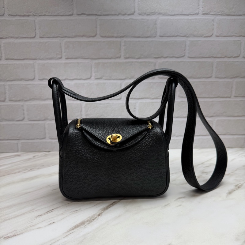 愛馬仕 Hermès mini lindy 一代 黑色金釦-5