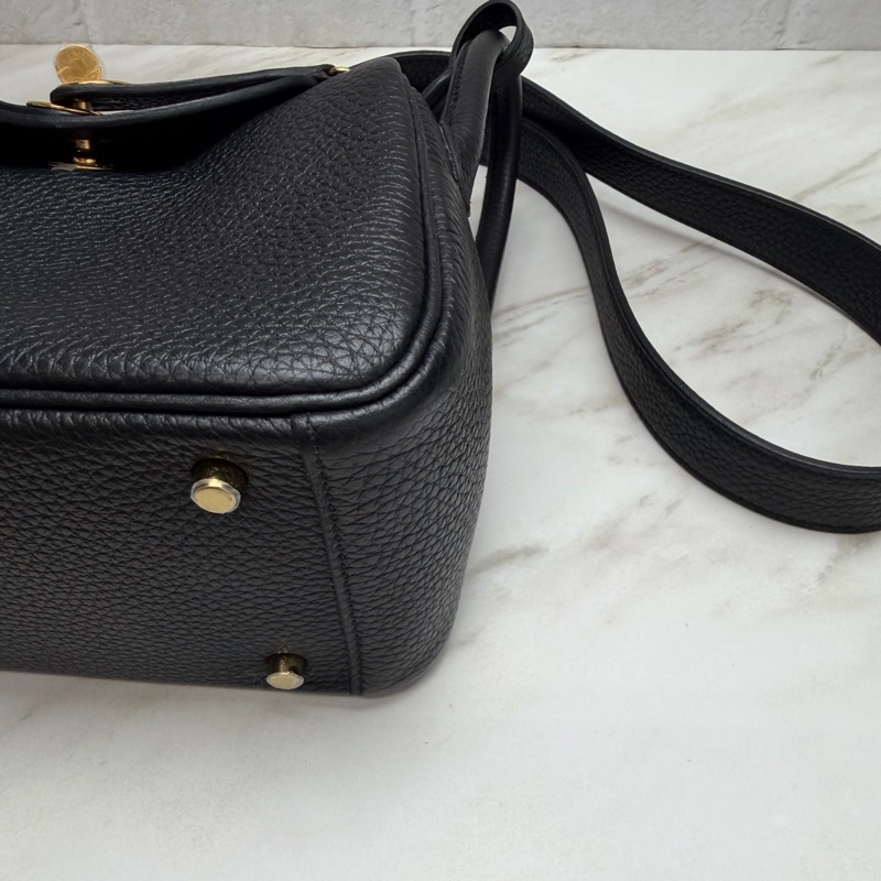 愛馬仕 Hermès mini lindy 一代 黑色金釦-9