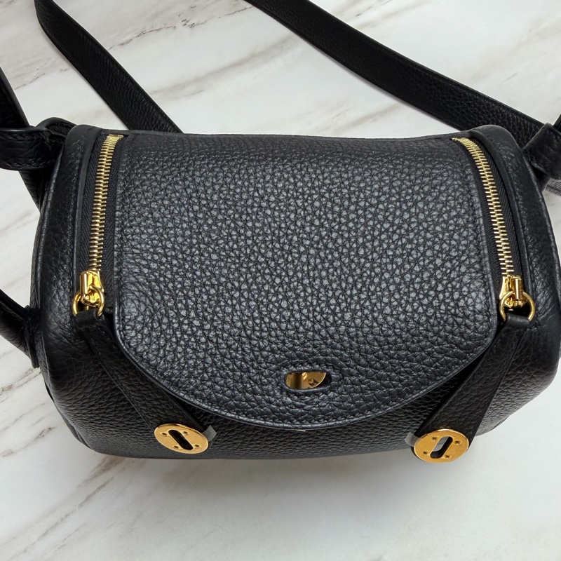 愛馬仕 Hermès mini lindy 一代 黑色金釦-15
