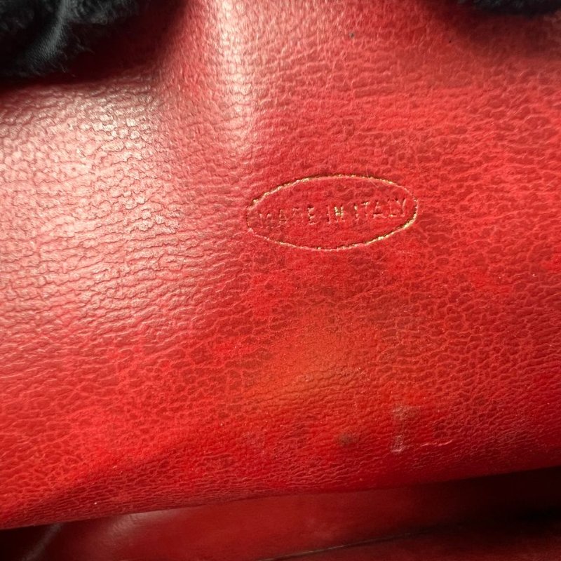 Chanel Vintage 紅金圓扣菱格鍊條包-6