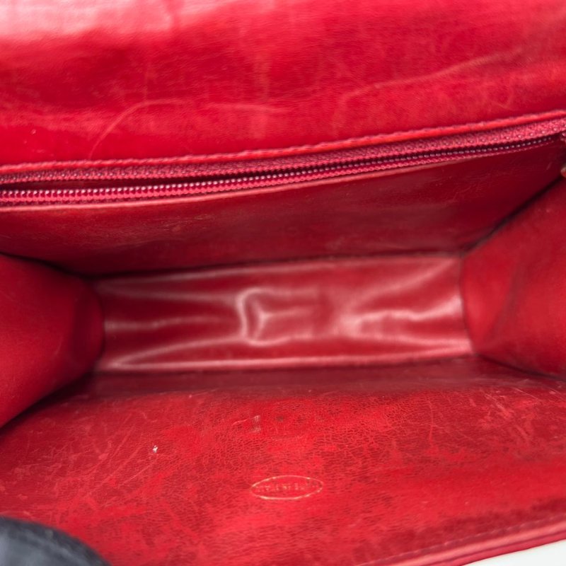 Chanel Vintage 紅金圓扣菱格鍊條包-14