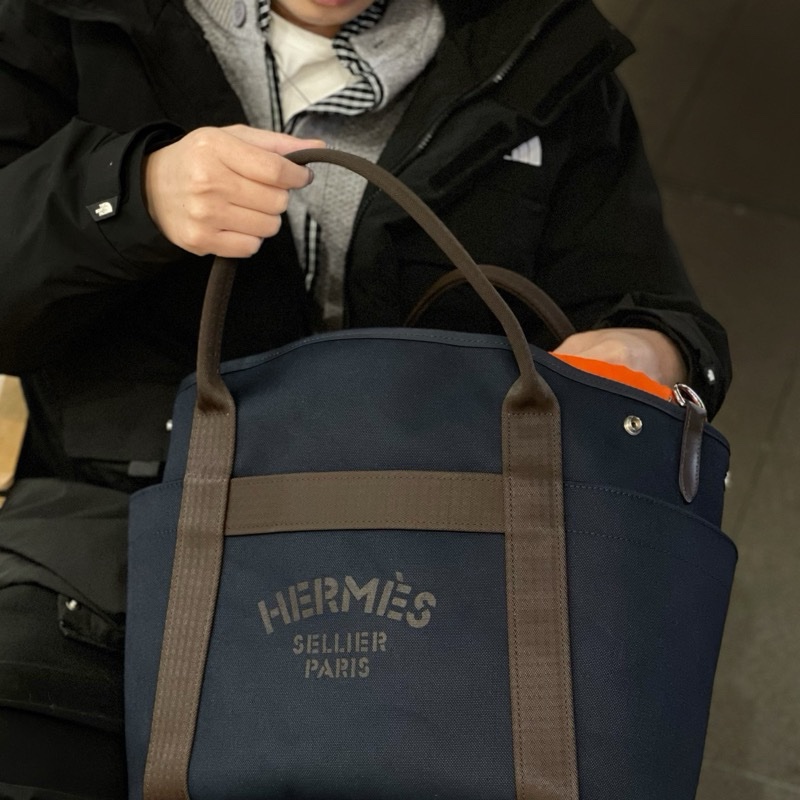 閑置未使用品 𝙃𝙀𝙍𝙈𝙀𝙎愛馬仕 馬術用品收納包 防水帆布包-7