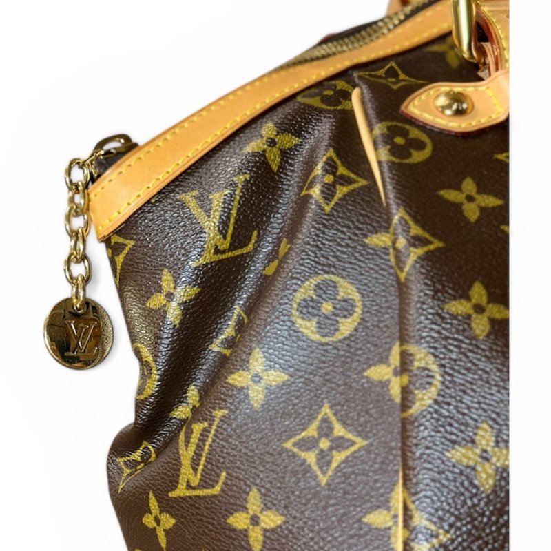 【極新品】LV Louis Vuitton Tivoli PM 經典老花褶皺手提水餃包-2