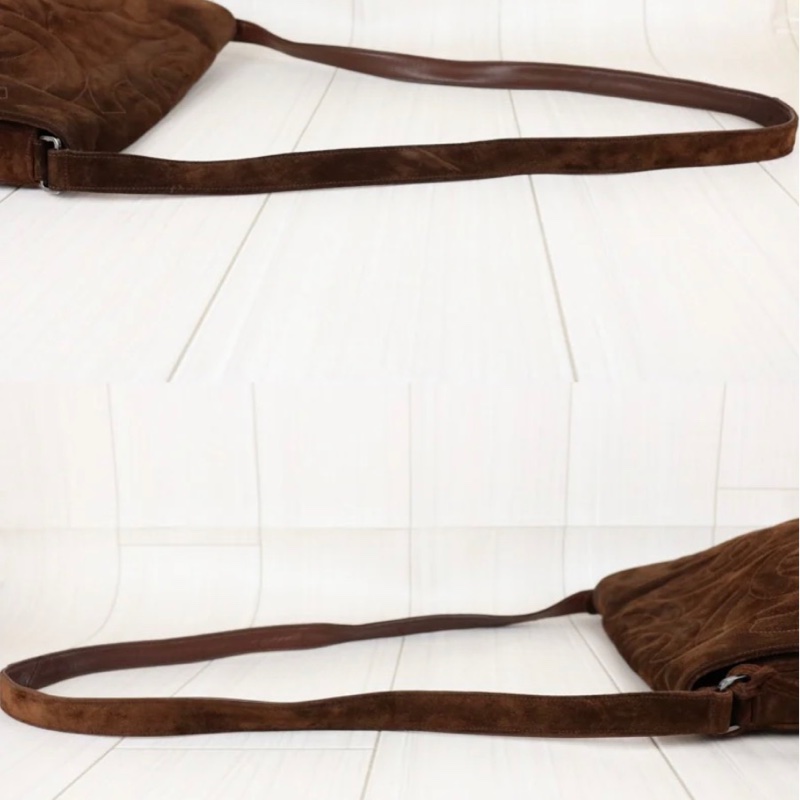 「JL精品代購」9新 Chanel 香奈兒麂皮咖色郵差包-11