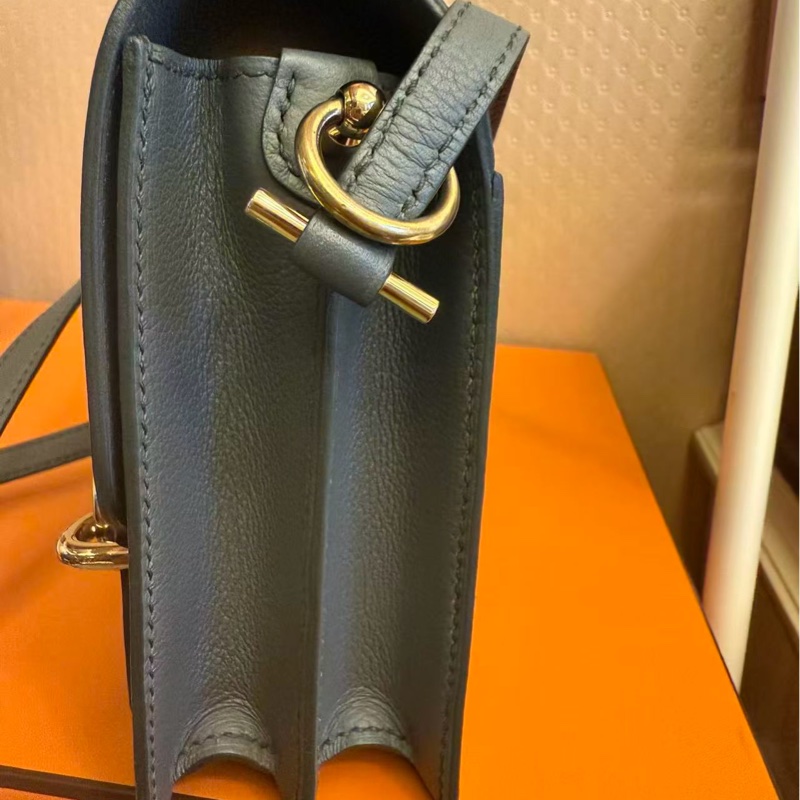 🌈Hermes💚Mini Roulis💚杏仁綠金扣🌈98新🌈🌟Evercolor皮🌟Stamp U🌟miniroulis🌟roulis🌟豬鼻子🌟愛馬仕🌟-3