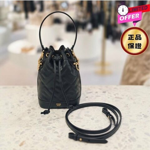 ⏰當季新品 原價6萬1千2🌺Fendi 8BS093 迷你 FF 立體浮雕Mon Tresor 包 黑色/附肩帶