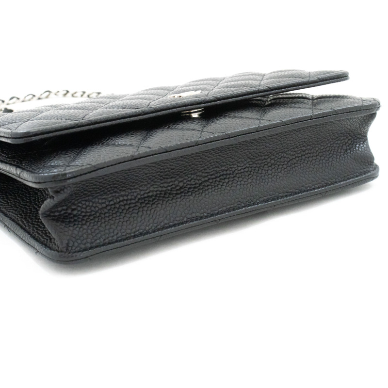 【日本直送】香奈兒粒面小牛皮鏈錢包 WOC 黑色單肩背包-3