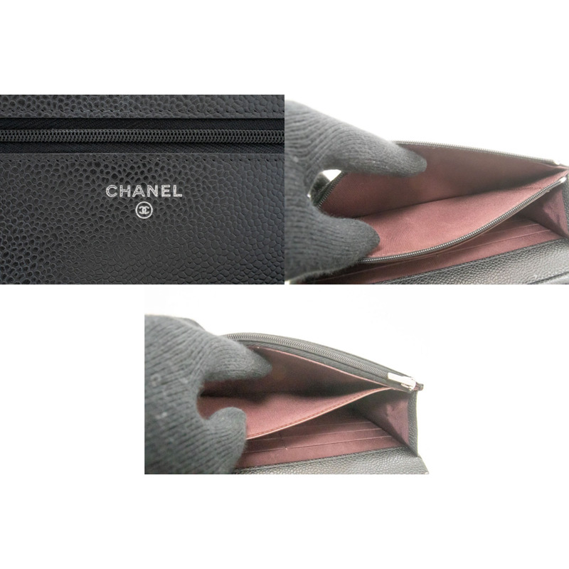 【日本直送】香奈兒粒面小牛皮鏈錢包 WOC 黑色單肩背包-7