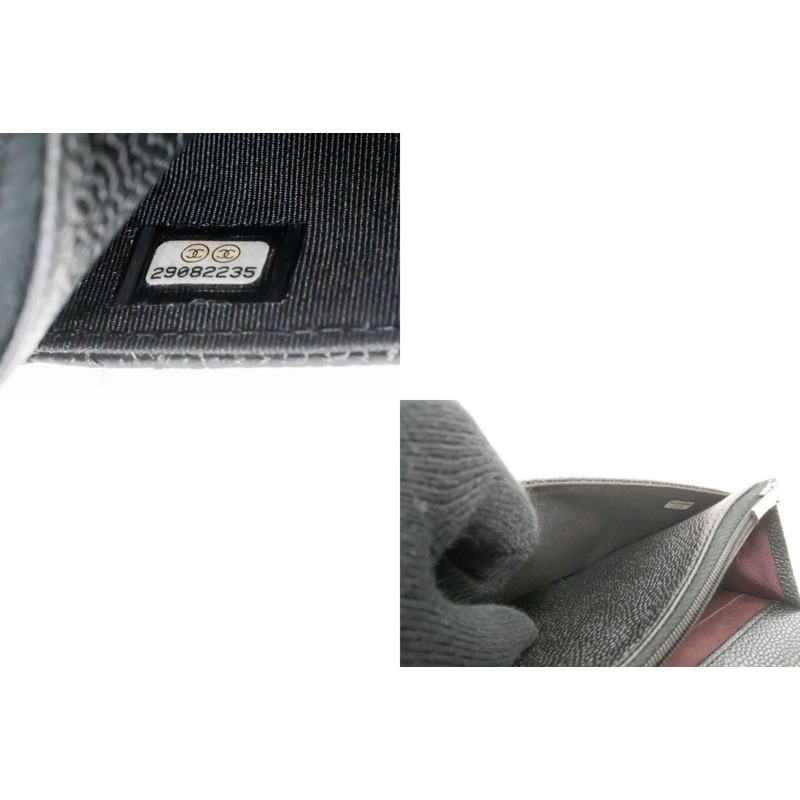 【日本直送】香奈兒粒面小牛皮鏈錢包 WOC 黑色單肩背包-8