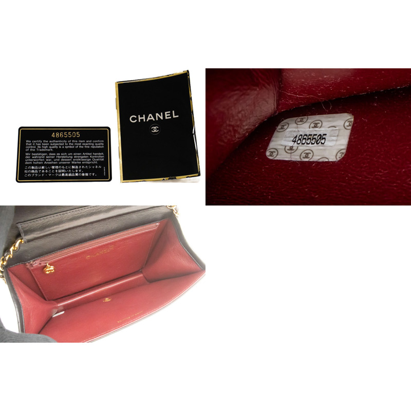 【日本直送】香奈兒黑色菱格紋羊皮全翻蓋鏈條肩背包/手拿包-8