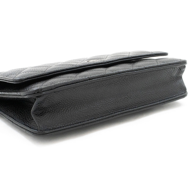 【日本直送】香奈兒粒面小牛皮鏈錢包 WOC 黑色單肩背包-3