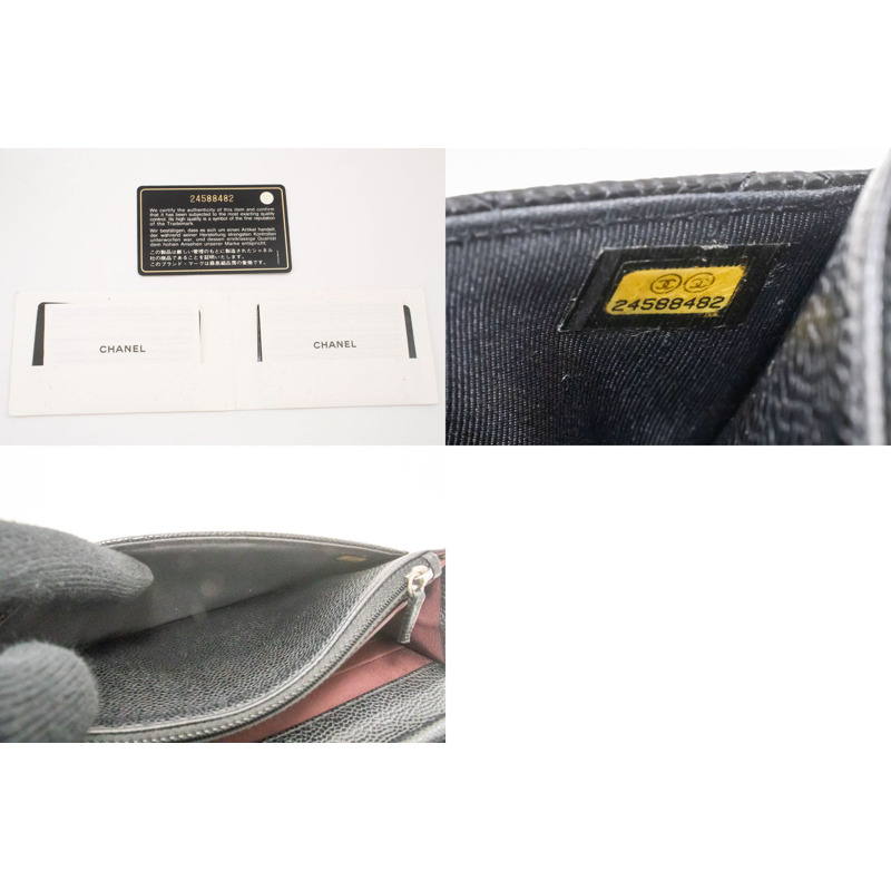 【日本直送】香奈兒粒面小牛皮鏈錢包 WOC 黑色單肩背包-8