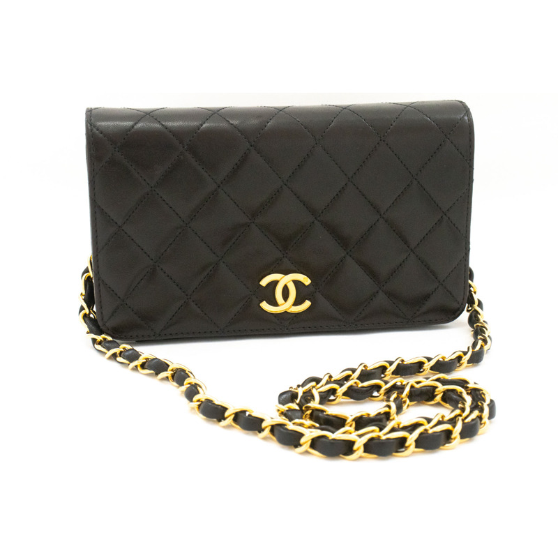 【日本直送】香奈兒黑色菱格紋全蓋小鏈條單背包/手拿包-1