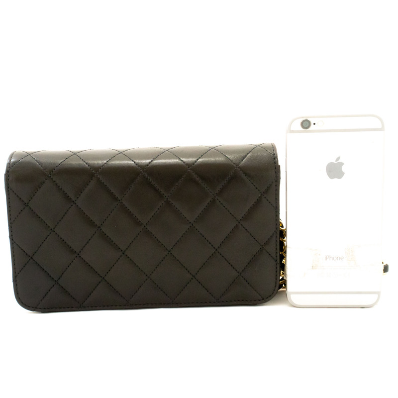 【日本直送】香奈兒黑色菱格紋全蓋小鏈條單背包/手拿包-2