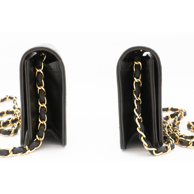 【日本直送】香奈兒黑色菱格紋全蓋小鏈條單背包/手拿包-4