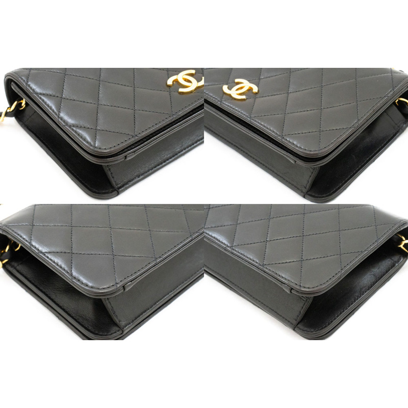 【日本直送】香奈兒黑色菱格紋全蓋小鏈條單背包/手拿包-5