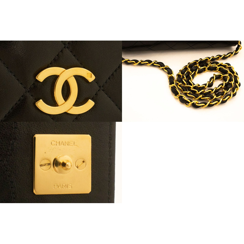 【日本直送】香奈兒黑色菱格紋全蓋小鏈條單背包/手拿包-6