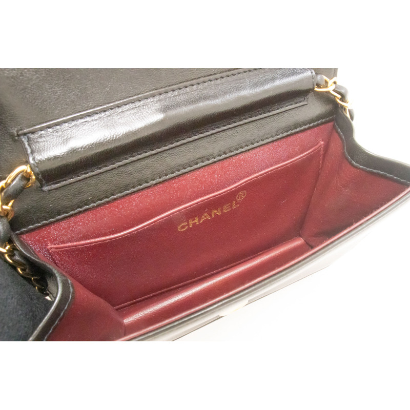 【日本直送】香奈兒黑色菱格紋全蓋小鏈條單背包/手拿包-9