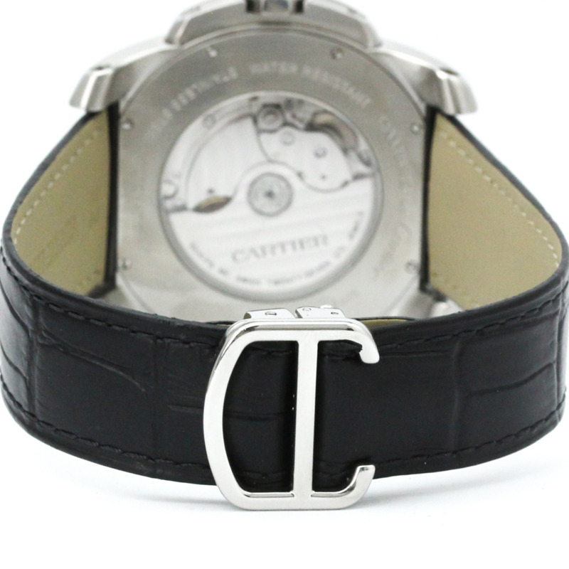 CARTIER Calibre de Cartier 鋼質皮革自動男士手錶 W7100014 (外裝仕上げ済み)-4