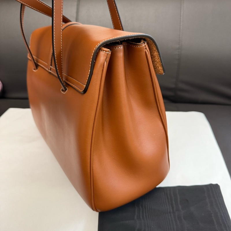 CELINE賽琳思琳 焦糖色Soft 16 牛皮手提單肩包中號女款 尺寸：長32cm 寬15cm 高24cm-2