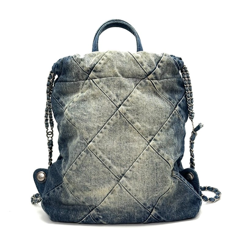 CHANEL 藍色牛仔22bag後背包32*34*8 99新配件盒子 塵袋-5