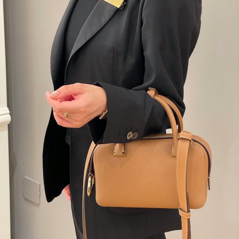 DELVAUX 棕色金扣CoolBox系列 中號手提肩背斜背包27*17*12 98新配件塵袋*2  卡冊 保卡-1