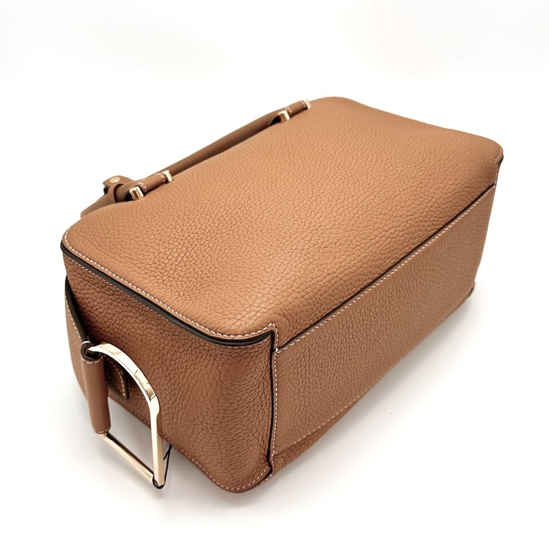 DELVAUX 棕色金扣CoolBox系列 中號手提肩背斜背包27*17*12 98新配件塵袋*2  卡冊 保卡-4