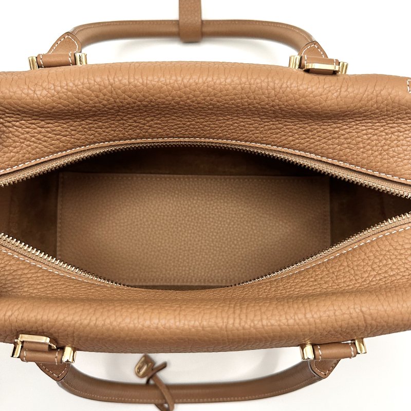 DELVAUX 棕色金扣CoolBox系列 中號手提肩背斜背包27*17*12 98新配件塵袋*2  卡冊 保卡-7